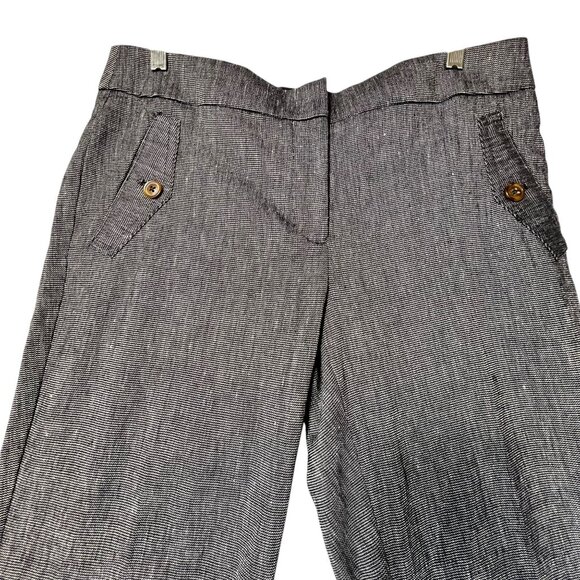 Ann Taylor Loft Marisa Trousers 8T Gray Black Weave Wide Leg Pockets Career Pant - Picture 3 of 15